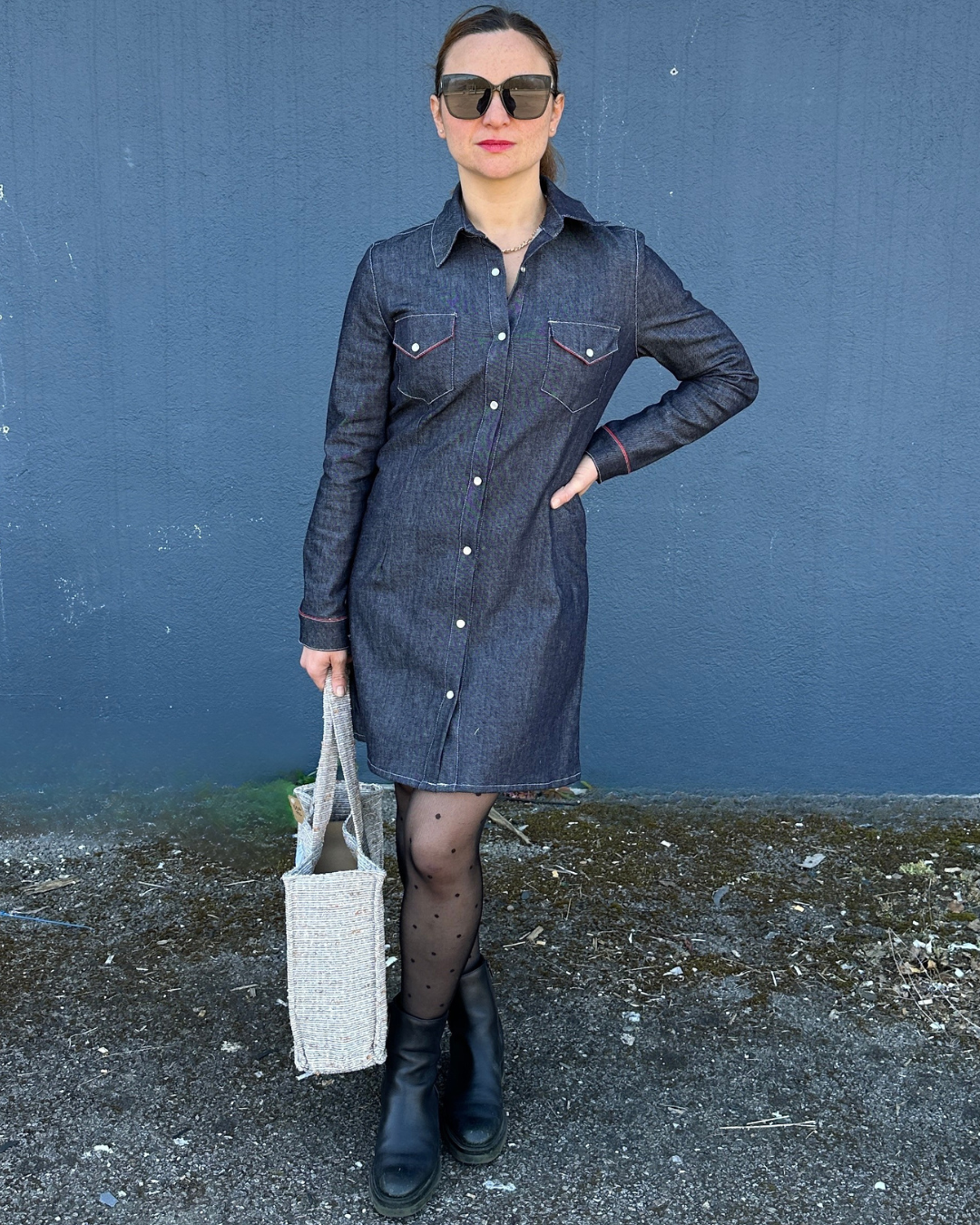 Robe en jean manches longues