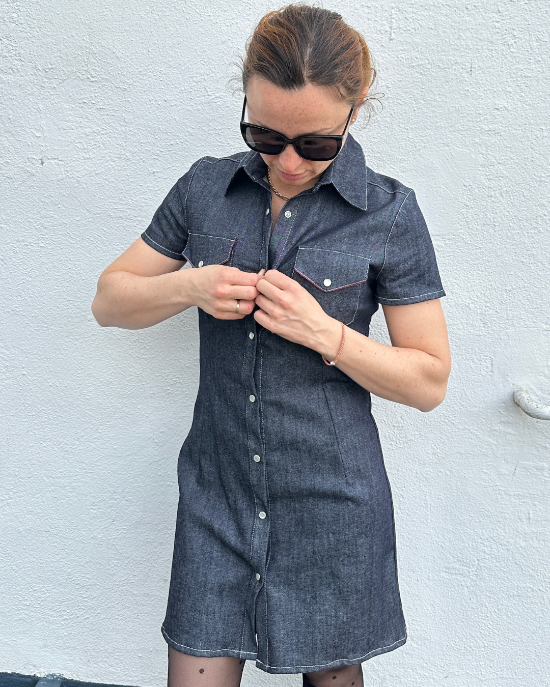 Robe en jean manches courtes