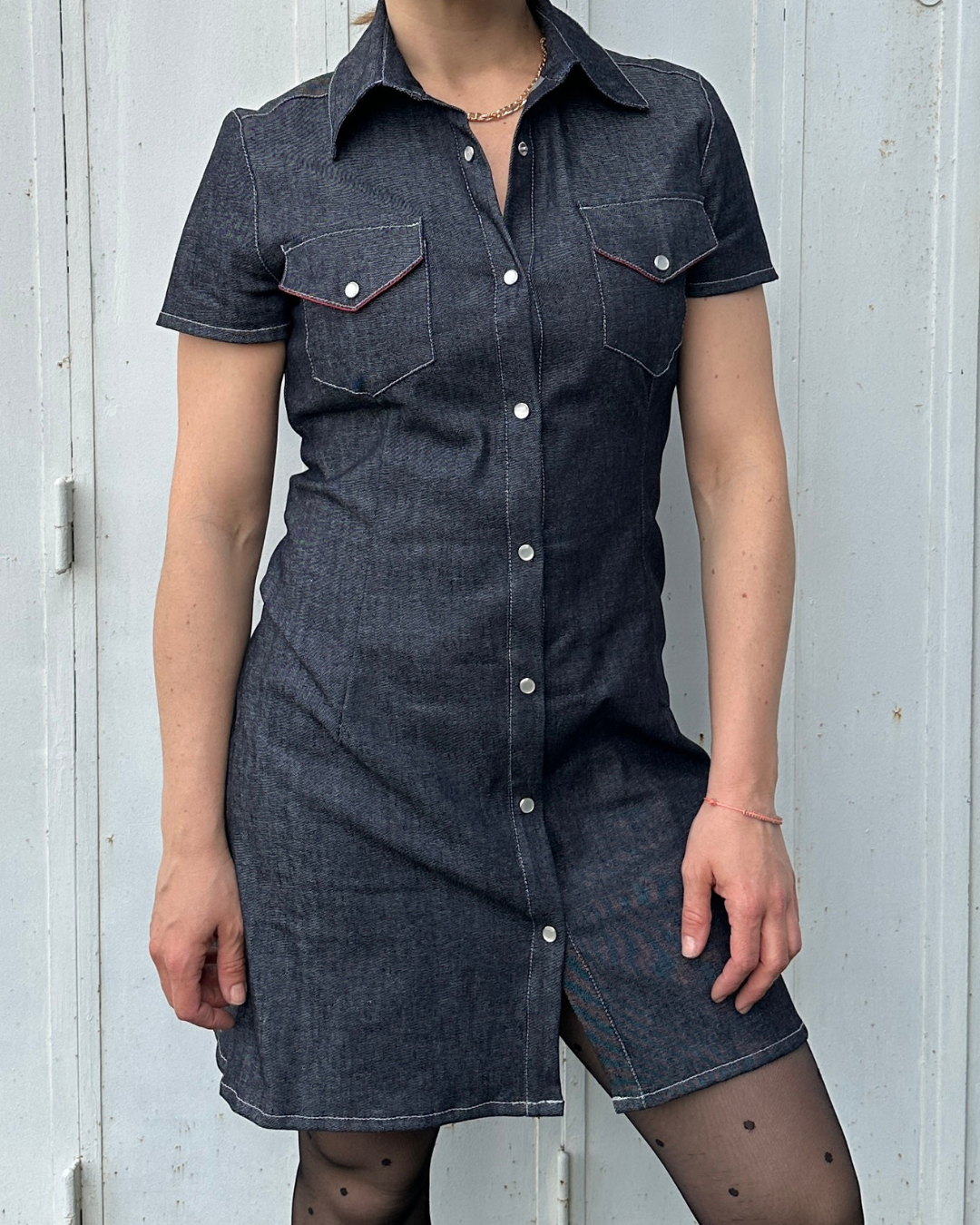 Robe en jean manches courtes