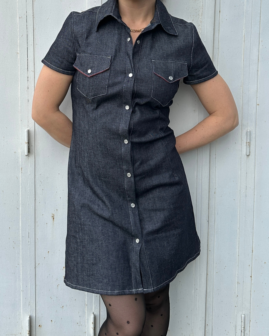 Robe en jean manches courtes
