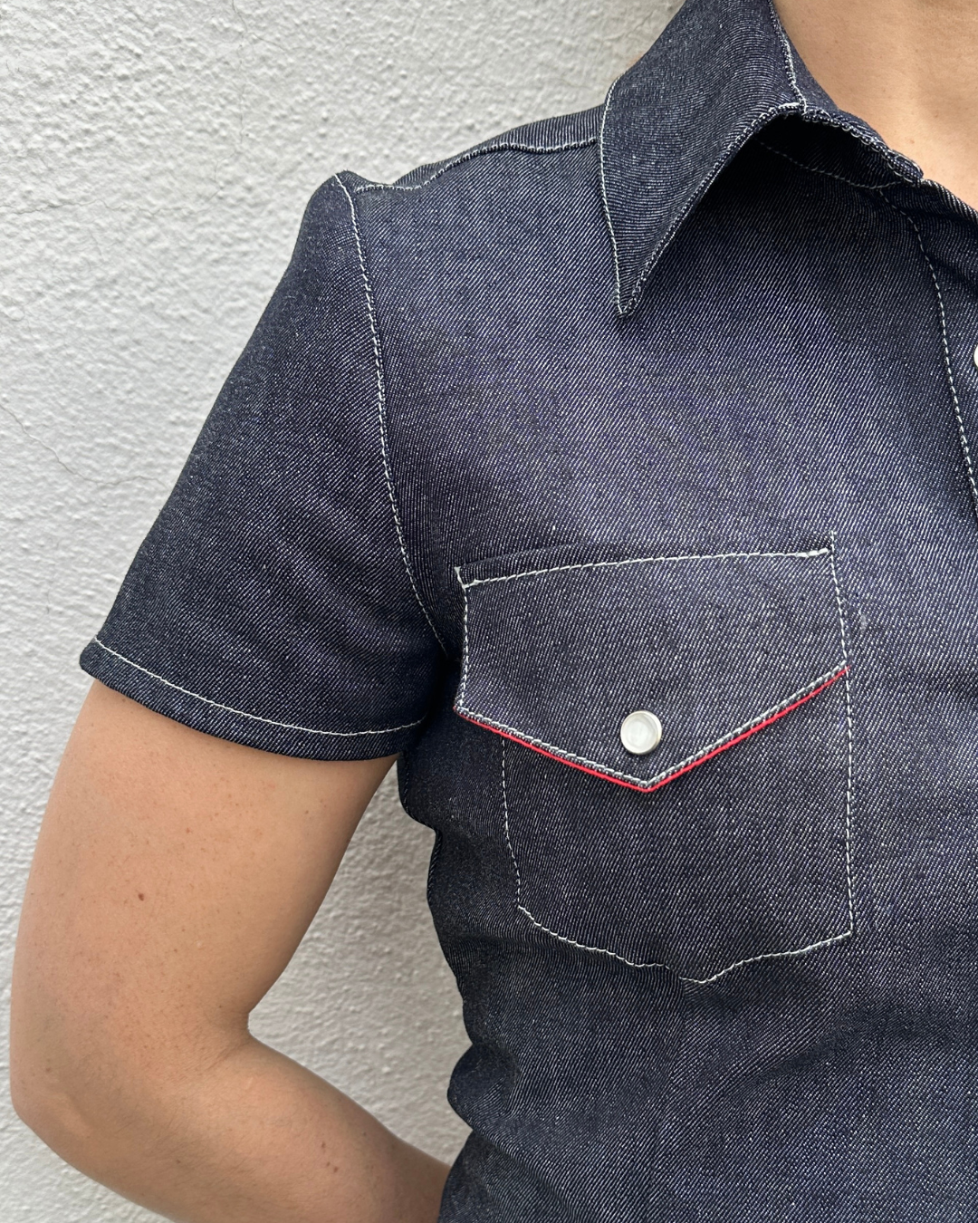 Robe en jean manches courtes