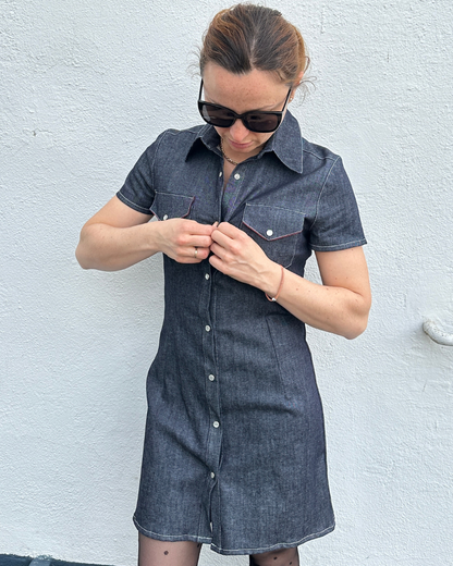 Robe en jean manches courtes